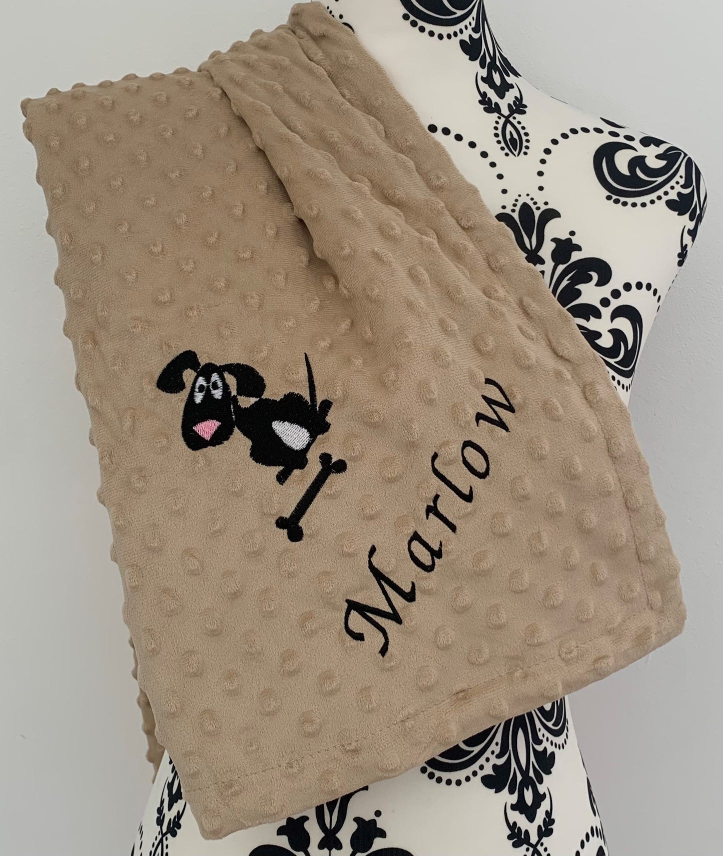 Pet Bubble Blanket - Dog and Bone - Personalised in Corner