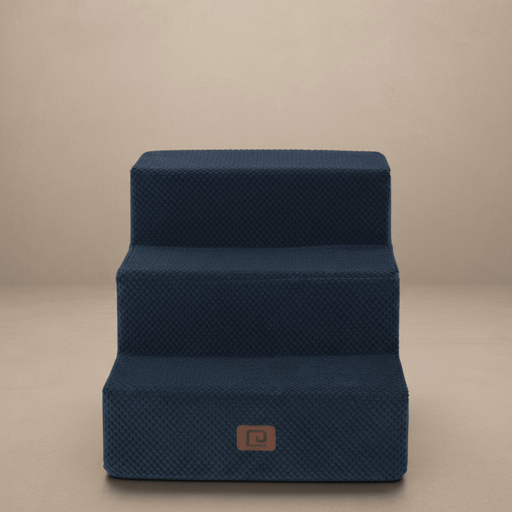 EHEYCIGA Dog Stairs – 3-Step Navy (13.5 in H) for Sofa, Non-Slip, Foldable