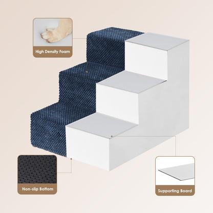 EHEYCIGA Dog Stairs – 3-Step Navy (13.5 in H) for Sofa, Non-Slip, Foldable