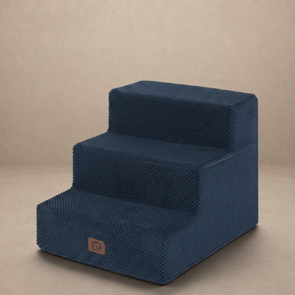 EHEYCIGA Dog Stairs – 3-Step Navy (13.5 in H) for Sofa, Non-Slip, Foldable