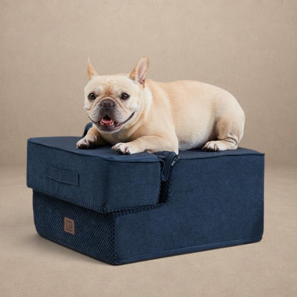 EHEYCIGA Dog Stairs – 3-Step Navy (13.5 in H) for Sofa, Non-Slip, Foldable