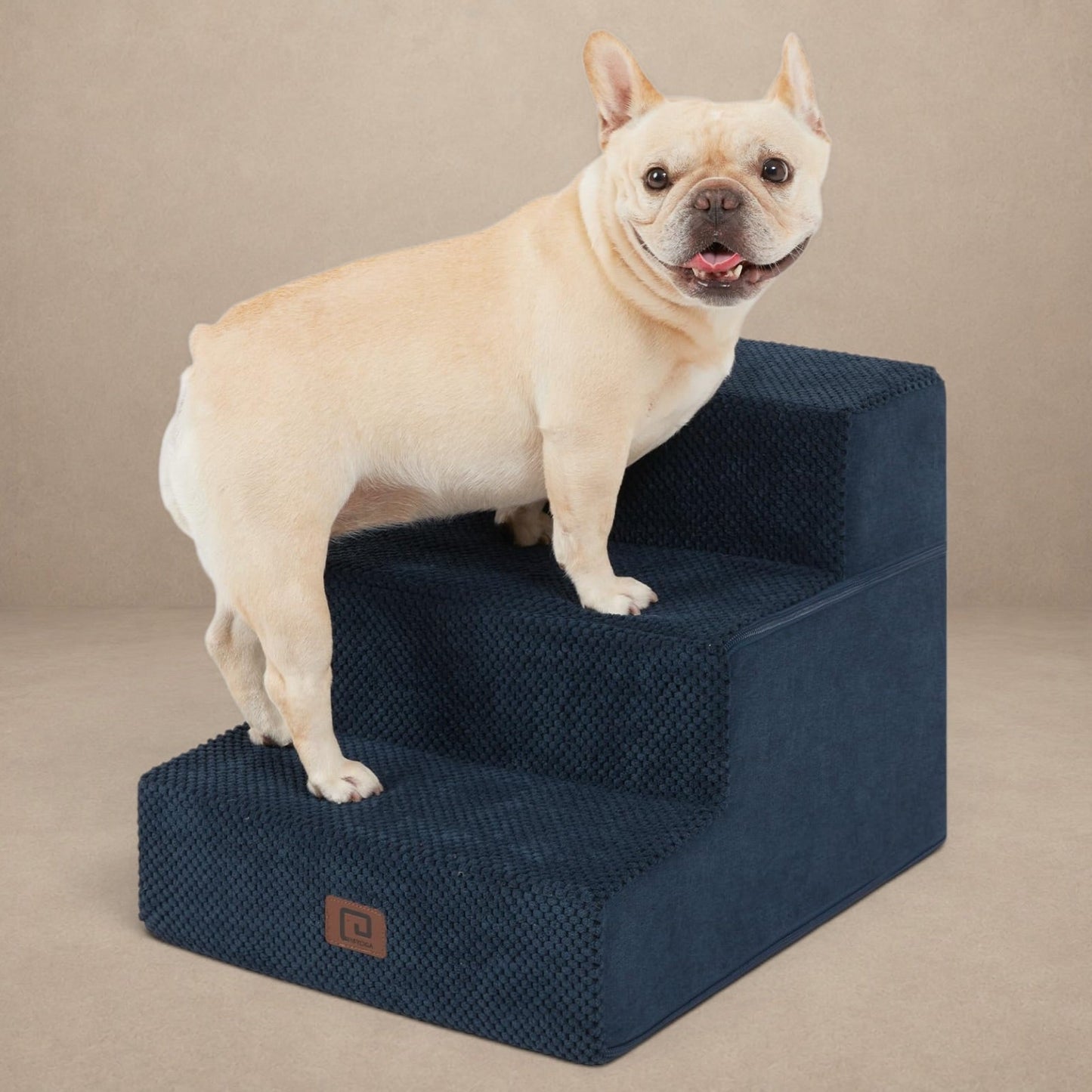 EHEYCIGA Dog Stairs – 3-Step Navy (13.5 in H) for Sofa, Non-Slip, Foldable