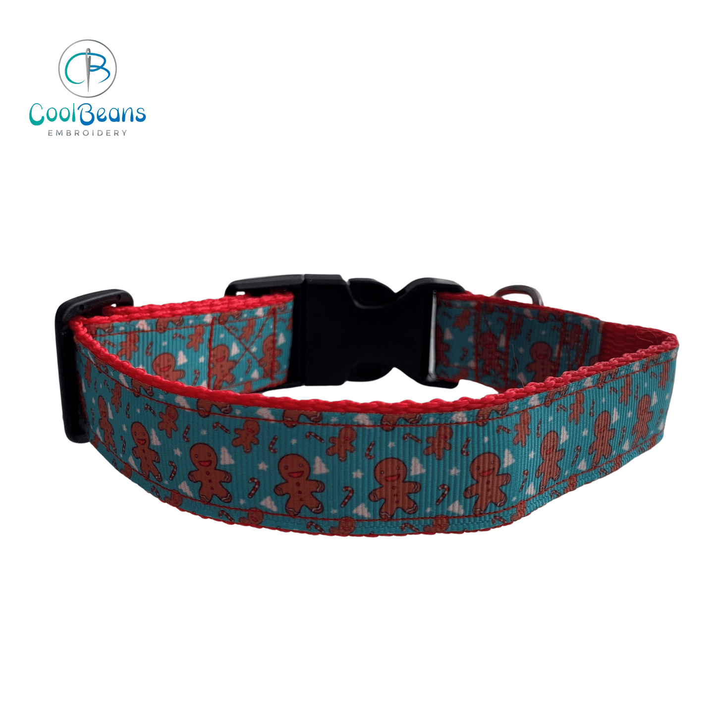 Dog Collar - Christmas Gingerbread Man - Handcrafted - Personalised - 25mm
