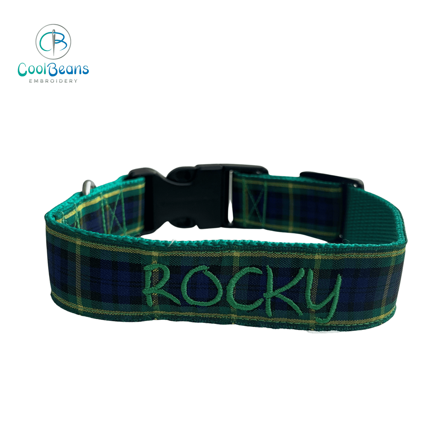 Dog Collar - Tartan Gordon - Handcrafted - Personalised - 25mm