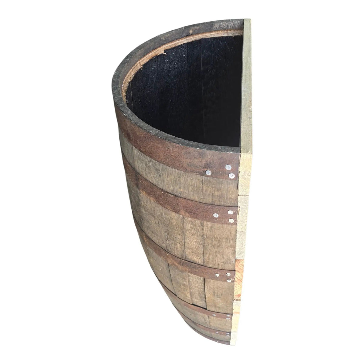 Reclaimed Half Whisky Barrel Planter – Large Freestanding Oak Garden Planter