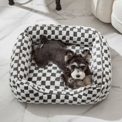 JOEJOY Rectangle Orthopedic Dog Bed for Small & Medium Dogs - 25x21x8 in, Plush Jacquard Grey