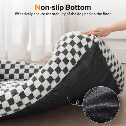 JOEJOY Rectangle Orthopedic Dog Bed for Small & Medium Dogs - 25x21x8 in, Plush Jacquard Grey
