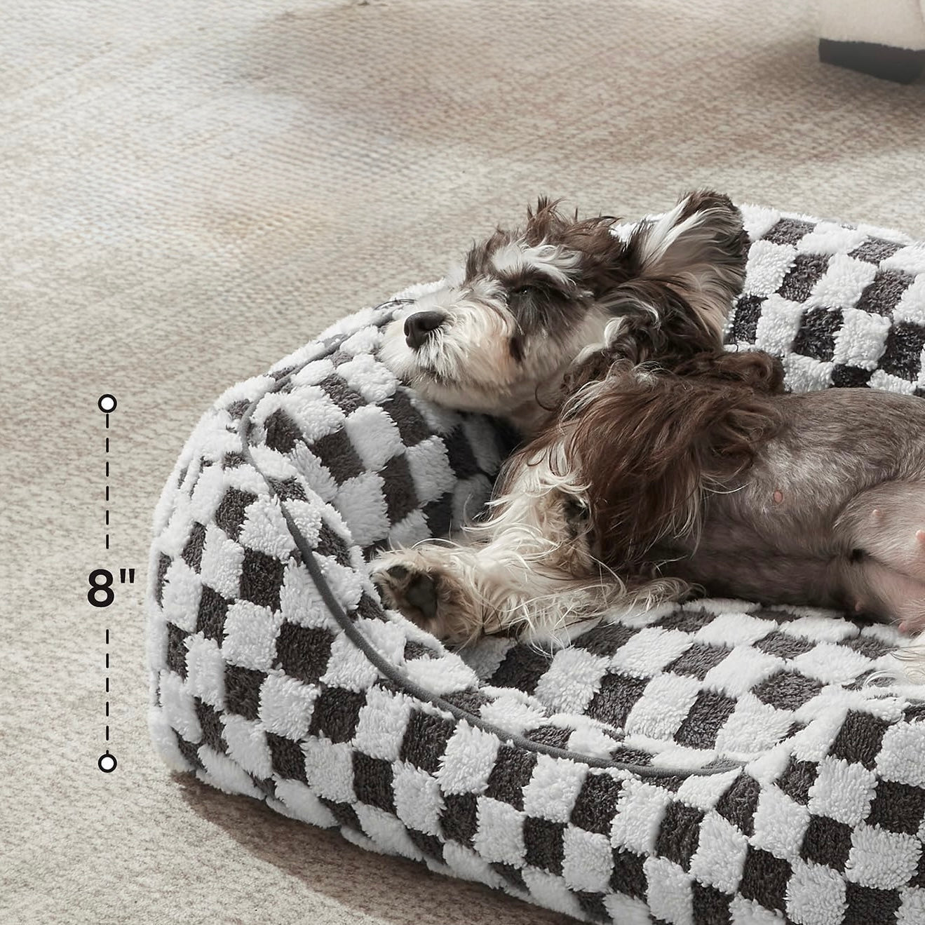 JOEJOY Rectangle Orthopedic Dog Bed for Small & Medium Dogs - 25x21x8 in, Plush Jacquard Grey