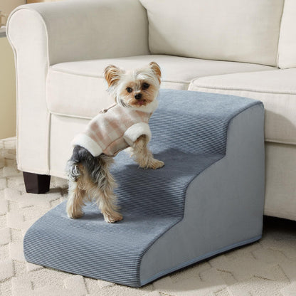 LEXTRO Dog Stairs for Small Dogs — 3-Step Bed & Couch Ramp with Foam Support & Non-Slip Bottom (15.7 in)