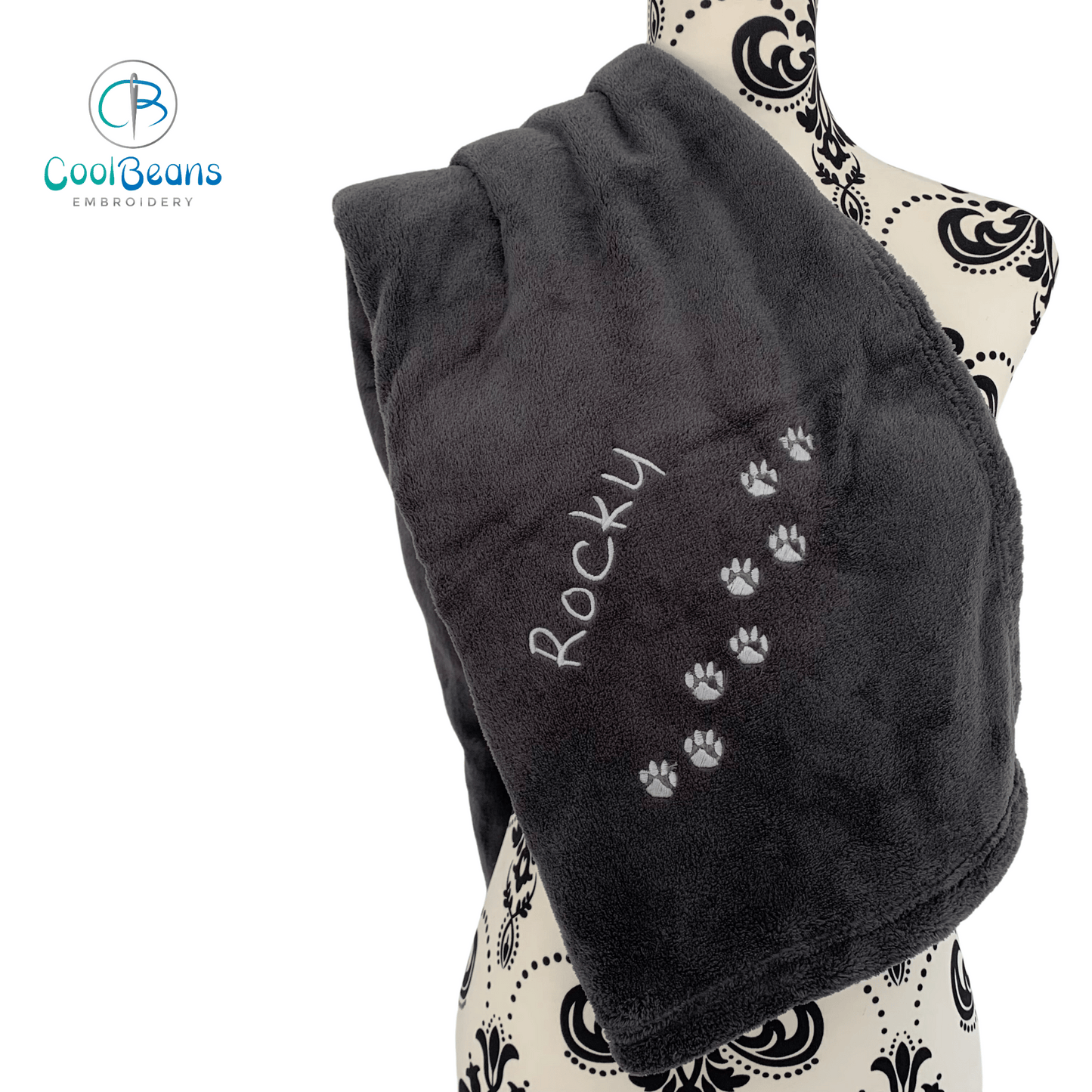 Pet Fleece Blanket - Mini Paws - Personalised in Corner