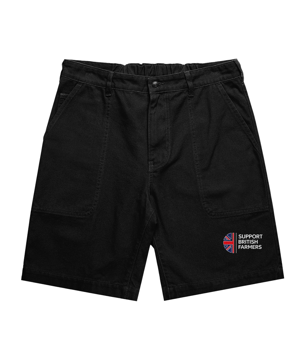 Canvas Work Shorts 20" Black Support British Farmers