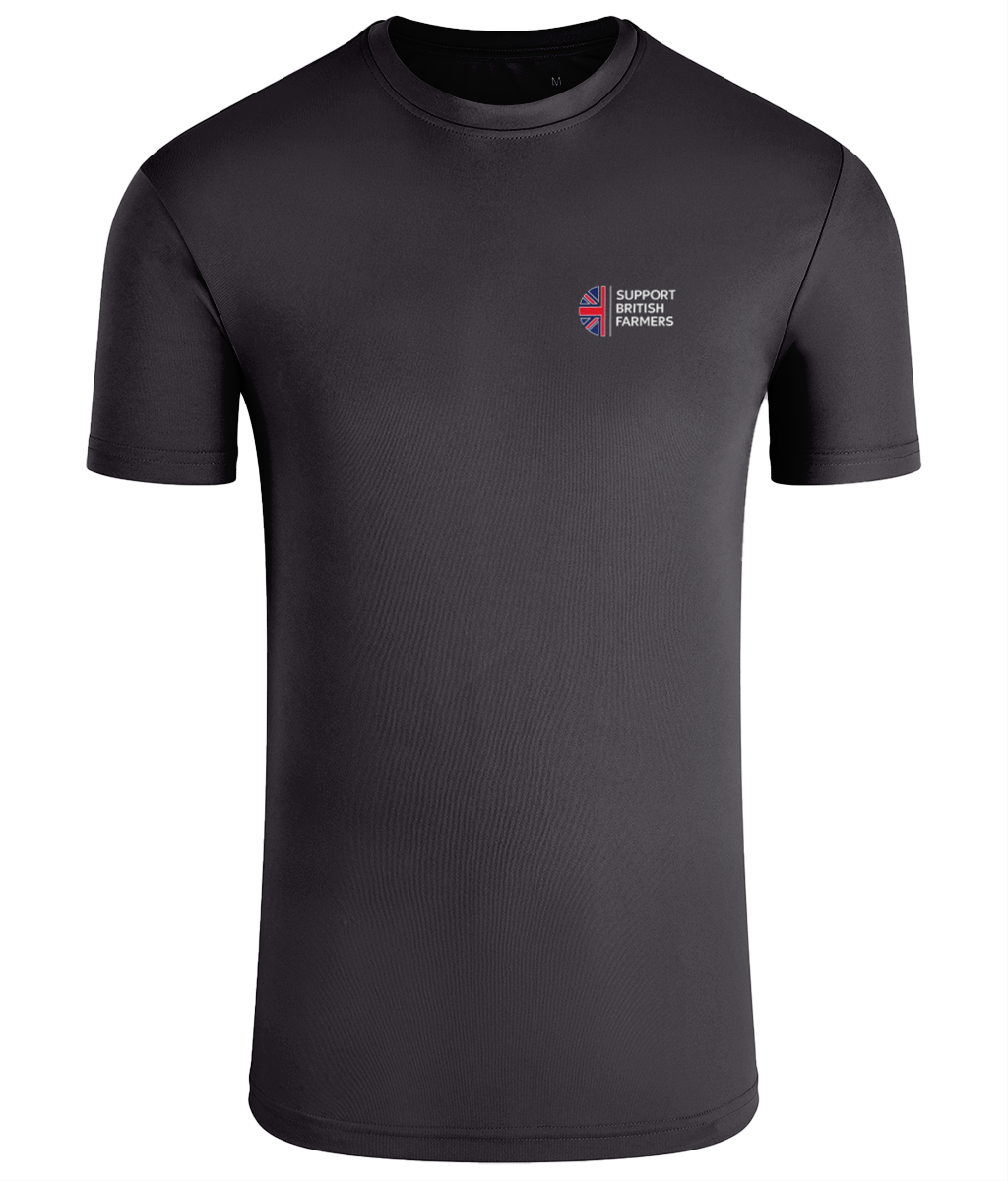 Mens TriDri Field Performance T-Shirt Charcoal Support British Farmers