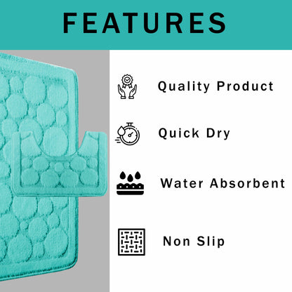 OLIVIA ROCCO Cali Bubbles 2 Piece Duck Egg Bath Mat and Pedestal Set Non Slip Super Soft Easy-Care Home Essential