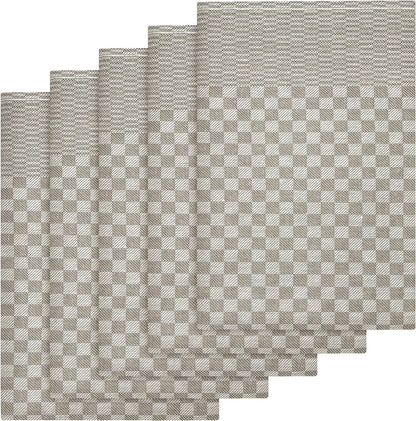 OLIVIA ROCCO Pack Of 5 Large 100% Cotton Tea Towels Quick Dry Check Pattern Dish Cloths