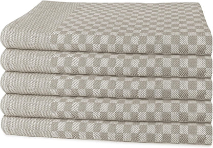 OLIVIA ROCCO Pack Of 5 Large 100% Cotton Tea Towels Quick Dry Check Pattern Dish Cloths