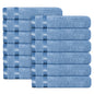 OLIVIA ROCCO Belmont Viscose Stripe Blue Towels 100% Cotton Hotel Quality Super Absorbent