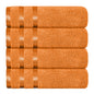 OLIVIA ROCCO Belmont Viscose Stripe Orange Towels 100% Cotton Hotel Quality Bath Towels