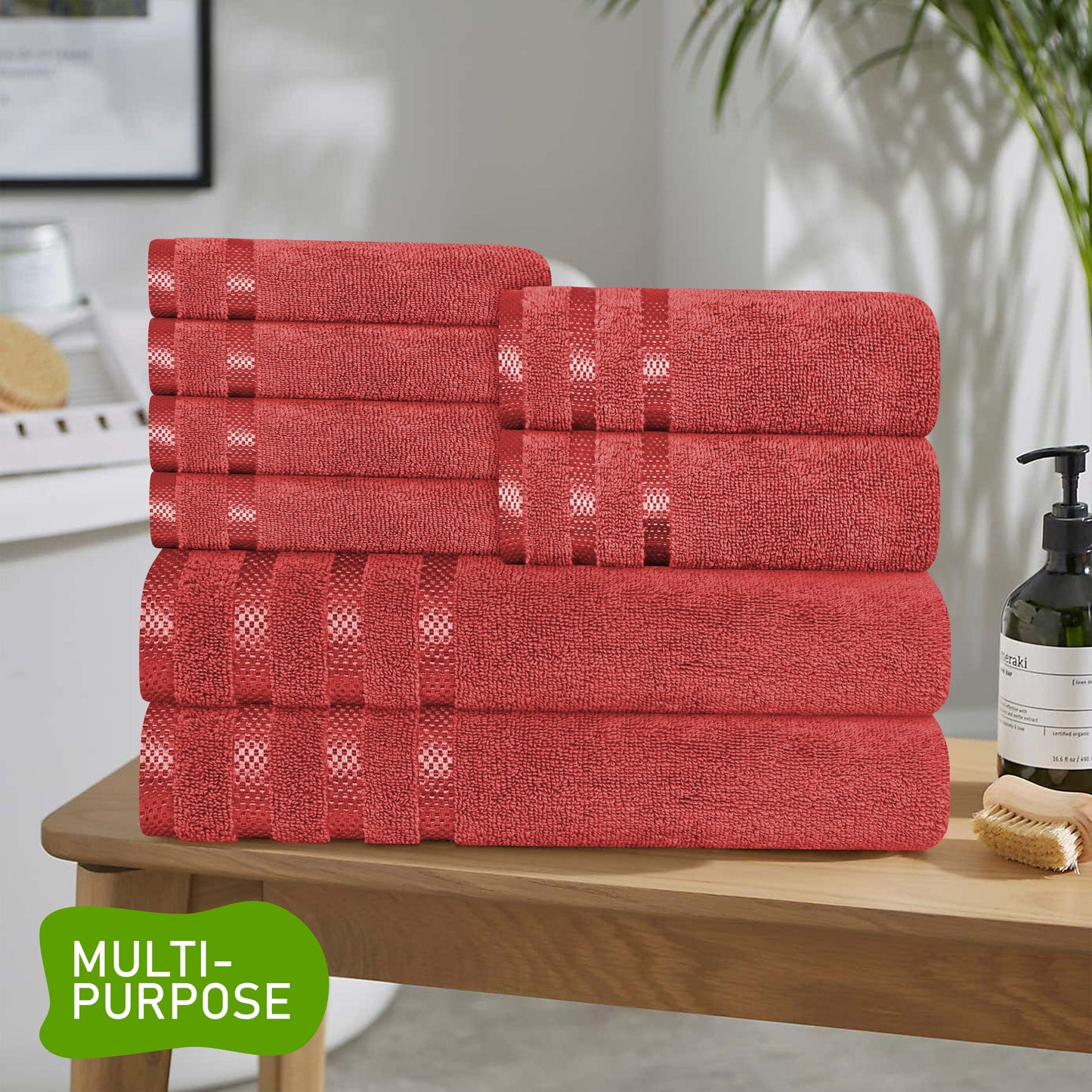 OLIVIA ROCCO Belmont Viscose Stripe Red Towels 100% Cotton Hotel Quality Super Absorbent
