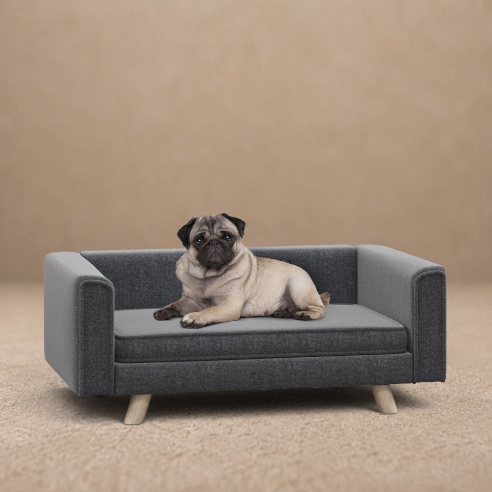 PawHut Elevated Dog Sofa Bed - Medium/Small Dogs, Grey - Comfy & Stylish