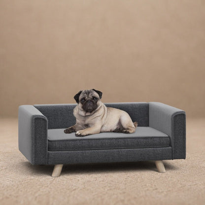 PawHut Elevated Dog Sofa Bed - Medium/Small Dogs, Grey - Comfy & Stylish