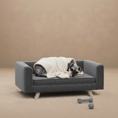 PawHut Elevated Dog Sofa Bed - Medium/Small Dogs, Grey - Comfy & Stylish