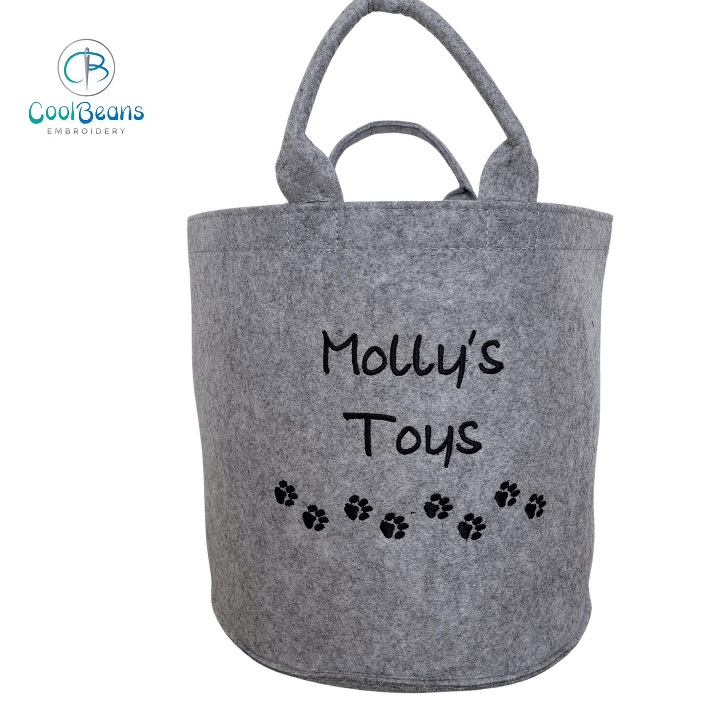 Pet Toy Storage - Mini Paws Felt Trug - Pet Storage Tub - Personalised