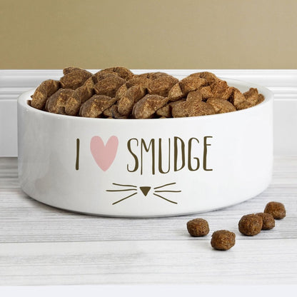 Personalised Cat Features 14Cm Medium White Pet Bowl