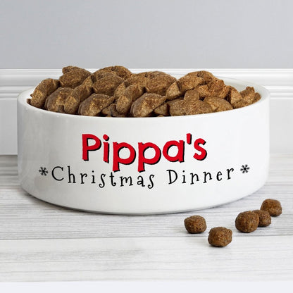 Personalised Christmas Dinner 14Cm Medium Pet Bowl