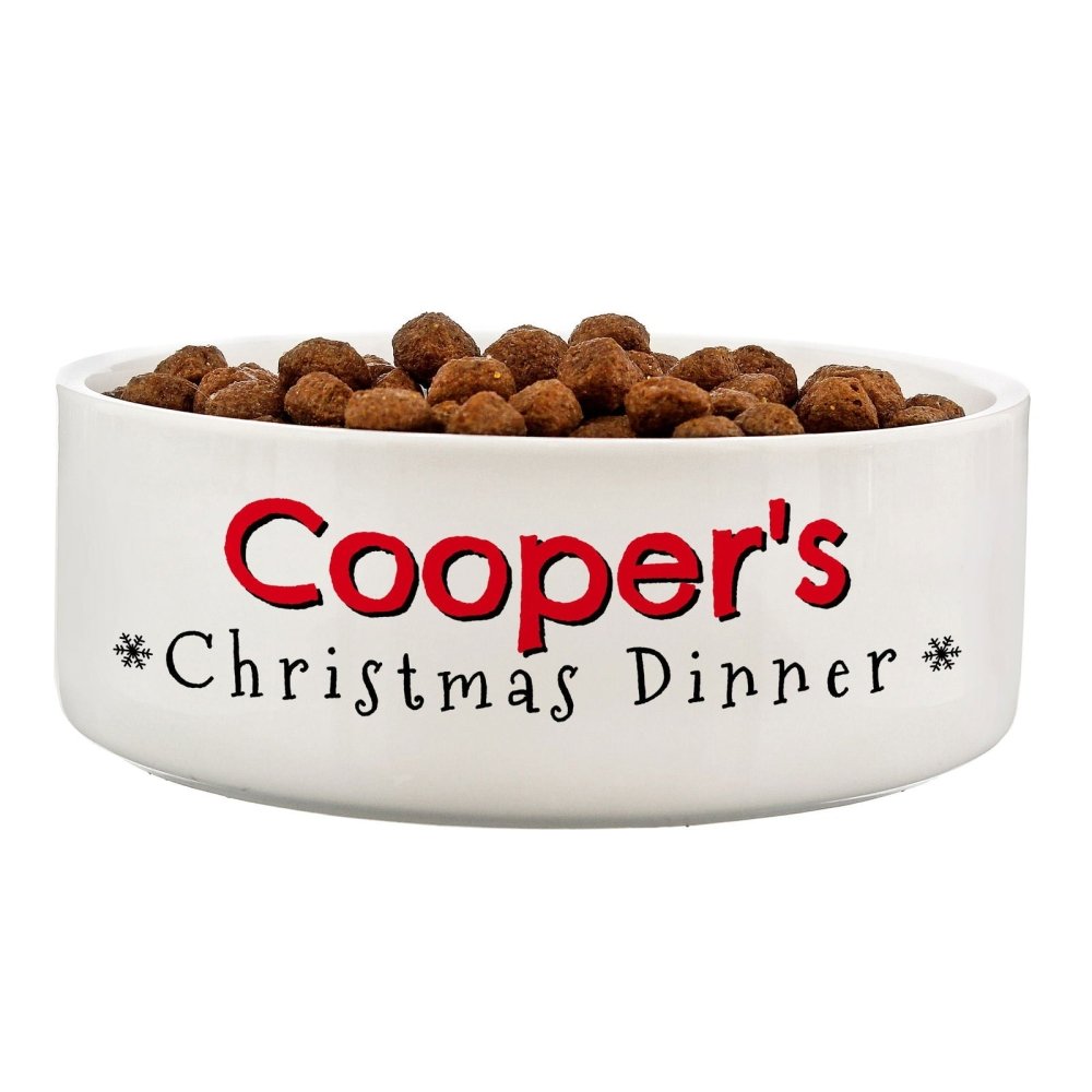 Personalised Christmas Dinner 14Cm Medium Pet Bowl