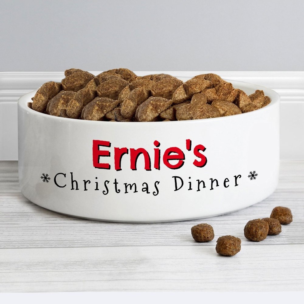 Personalised Christmas Dinner 14Cm Medium Pet Bowl