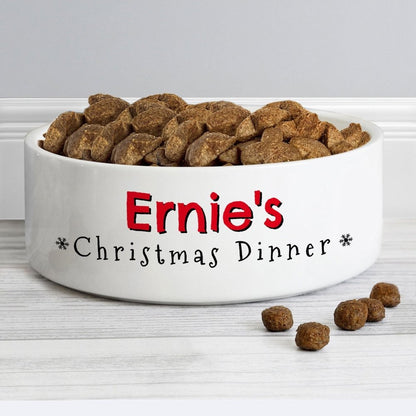 Personalised Christmas Dinner 14Cm Medium Pet Bowl