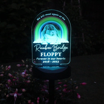 Personalised Rainbow Bridge Pet Memorial Outdoor Solar Light