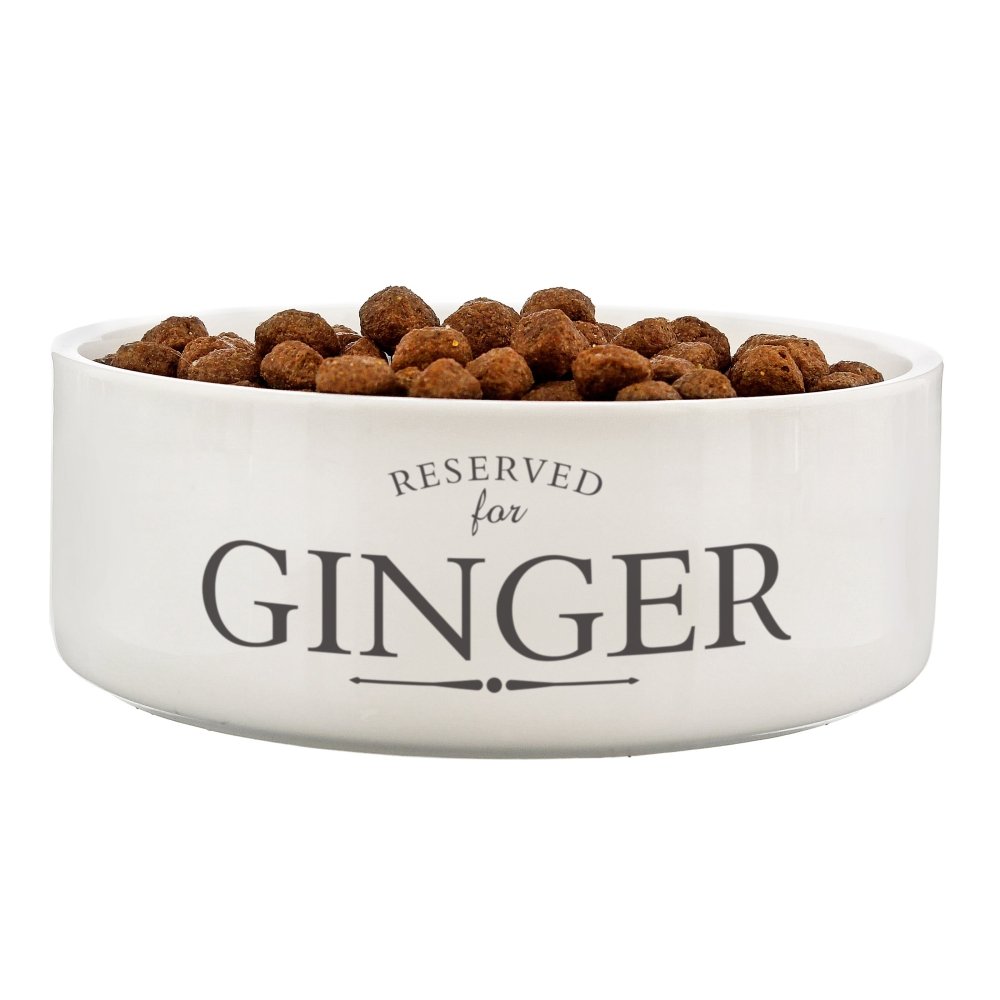 Personalised Reserved For 14Cm Medium White Pet Bowl