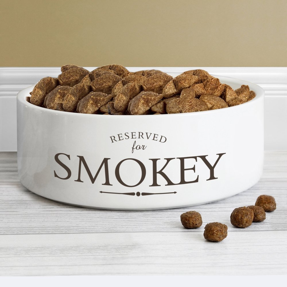 Personalised Reserved For 14Cm Medium White Pet Bowl