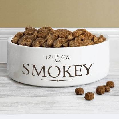Personalised Reserved For 14Cm Medium White Pet Bowl