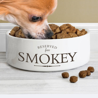 Personalised Reserved For 14Cm Medium White Pet Bowl