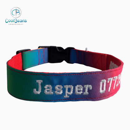 Dog Collar - Rainbow Ombre - Handcrafted - Personalised - 25mm