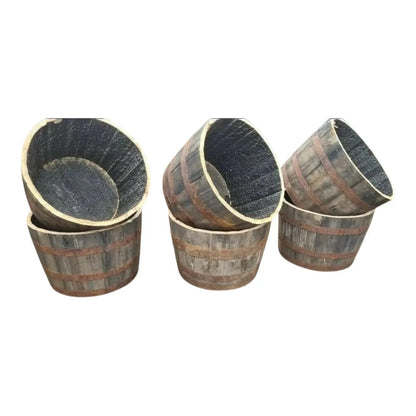 Half Whisky Barrel Planter with Drainage Holes – Reclaimed Oak Garden Planter