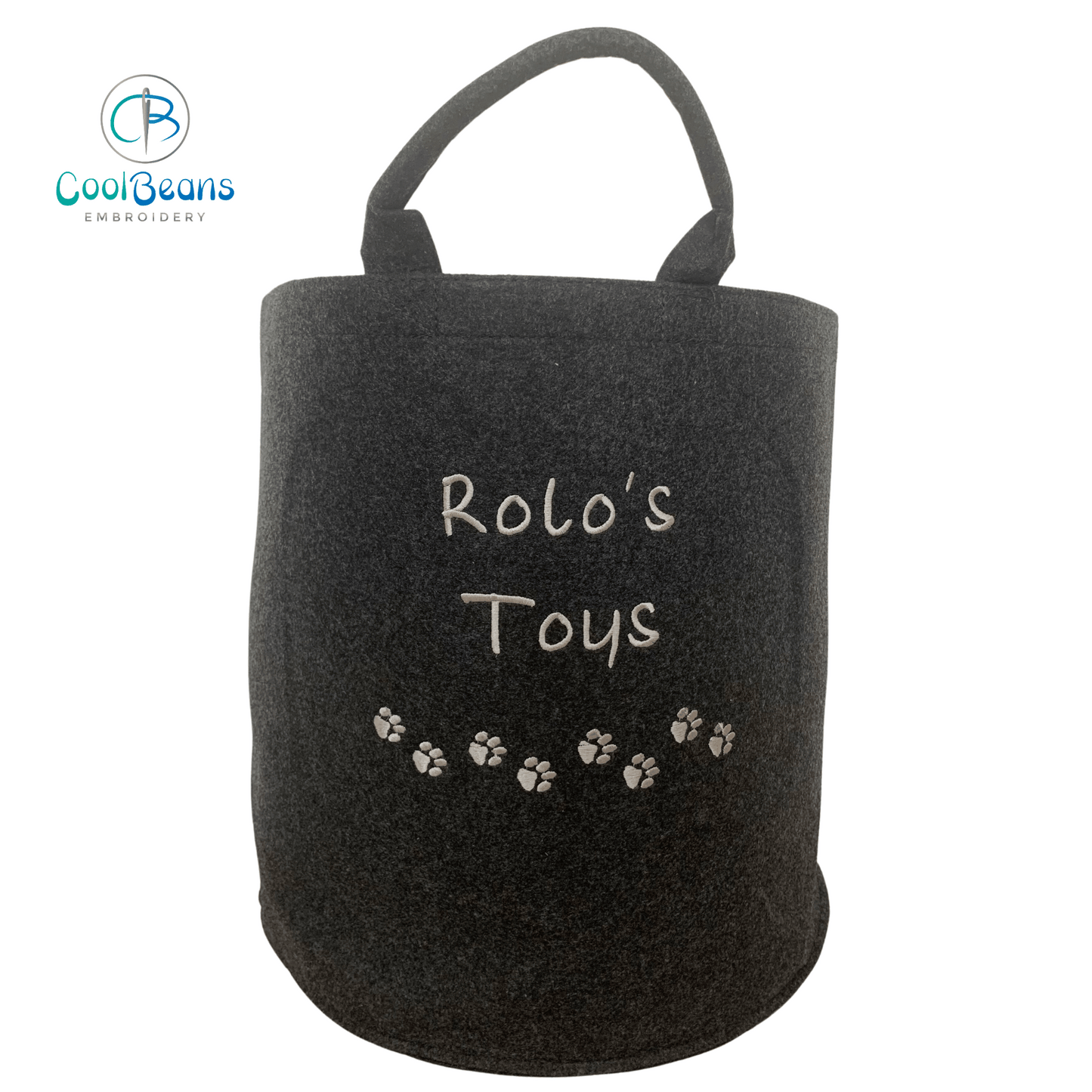 Pet Toy Storage - Mini Paws Felt Trug - Pet Storage Tub - Personalised