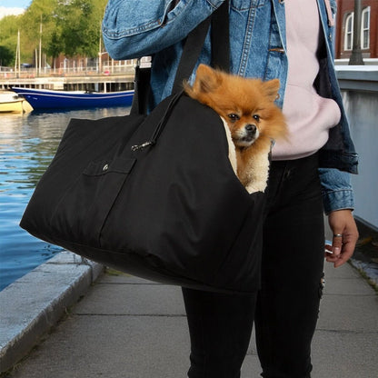 Soho Poms ALL Black Luxury Rainy Bear Dog Carrier with Zipper