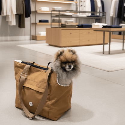 Soho Poms Compton Brown & Cream Pet Carrier - Ideal for Dogs & Cats