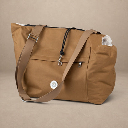 Soho Poms Compton Brown & Cream Pet Carrier - Ideal for Dogs & Cats