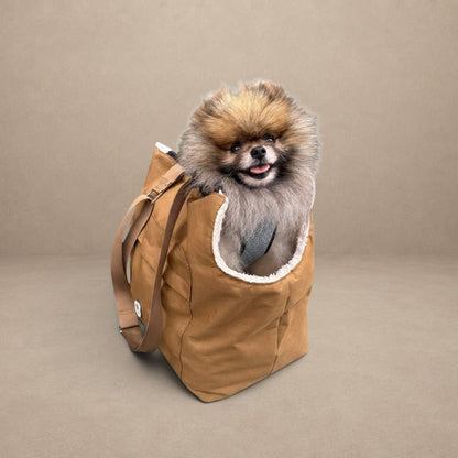 Soho Poms Compton Brown & Cream Pet Carrier - Ideal for Dogs & Cats