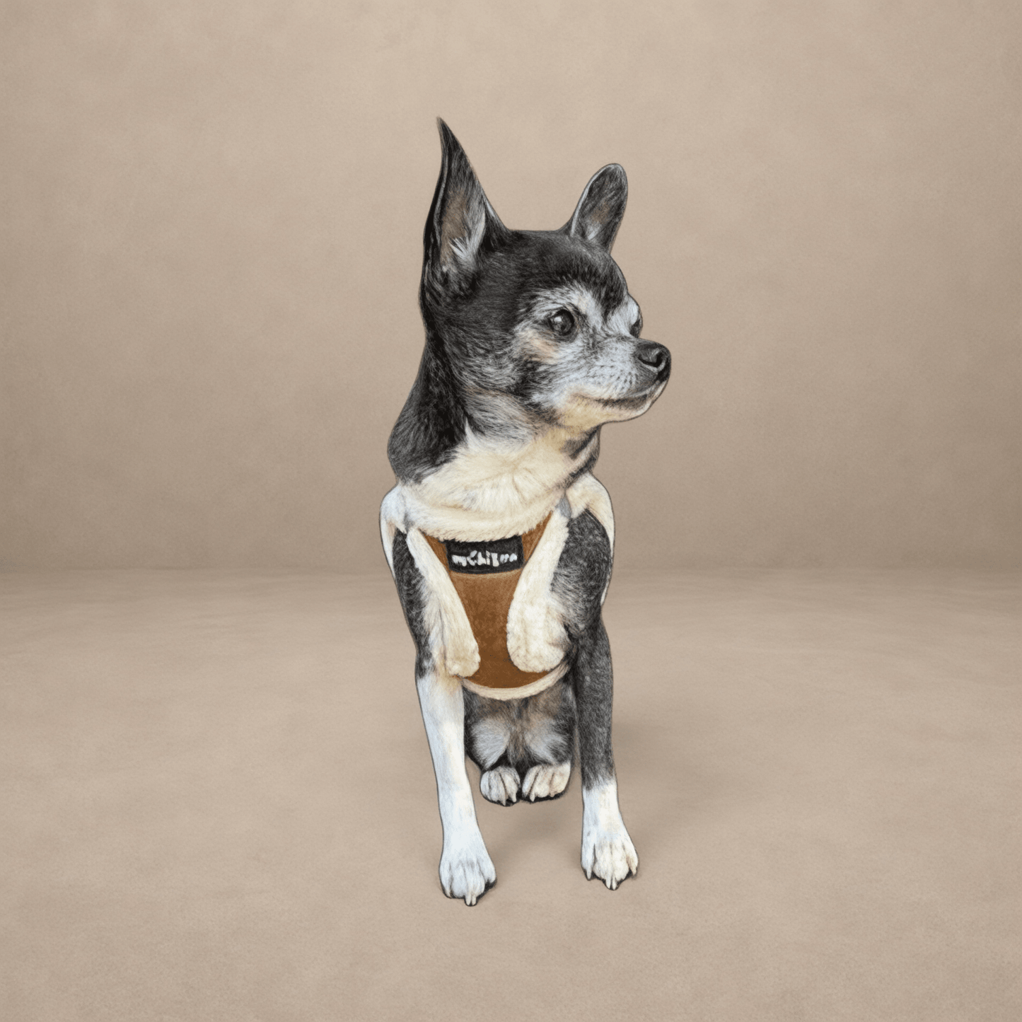 Tiny Trails Step In Soft Touch Suede Effect Faux Fur Lined Puppy and Small Dog Harness Mocha
