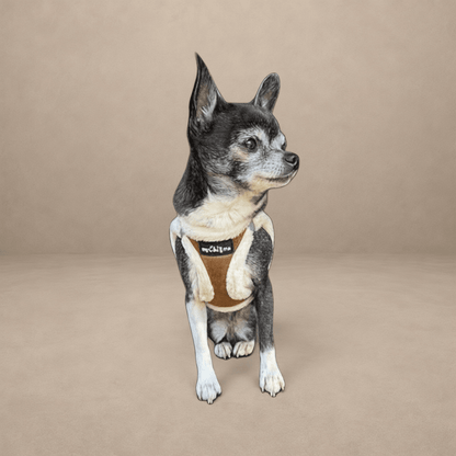 Tiny Trails Step In Soft Touch Suede Effect Faux Fur Lined Puppy and Small Dog Harness Mocha