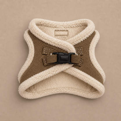 Tiny Trails Step In Soft Touch Suede Effect Faux Fur Lined Puppy and Small Dog Harness Mocha