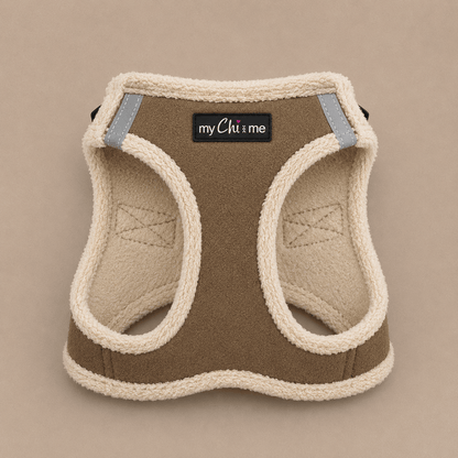 Tiny Trails Step In Soft Touch Suede Effect Faux Fur Lined Puppy and Small Dog Harness Mocha
