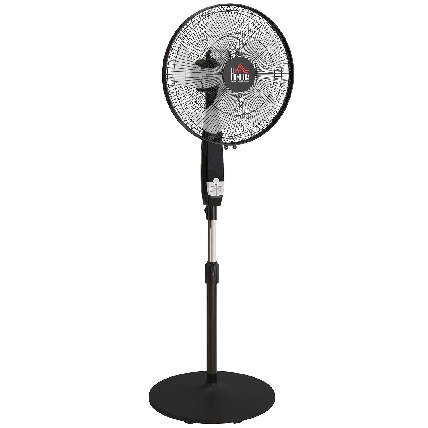 HOMCOM 16in Pedestal Standing Floor Fan, Oscillation Cooling Fan with Remote Control, Black