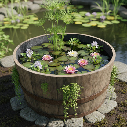 Large Oak Reclaimed Whisky Barrel Planter Pot 50cm Outdoor Garden Decor Patio