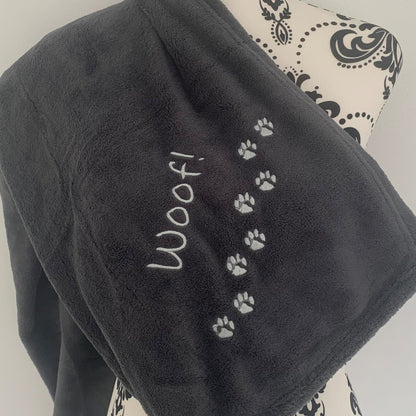 Pet Fleece Blanket - Mini Paws - Personalised in Corner